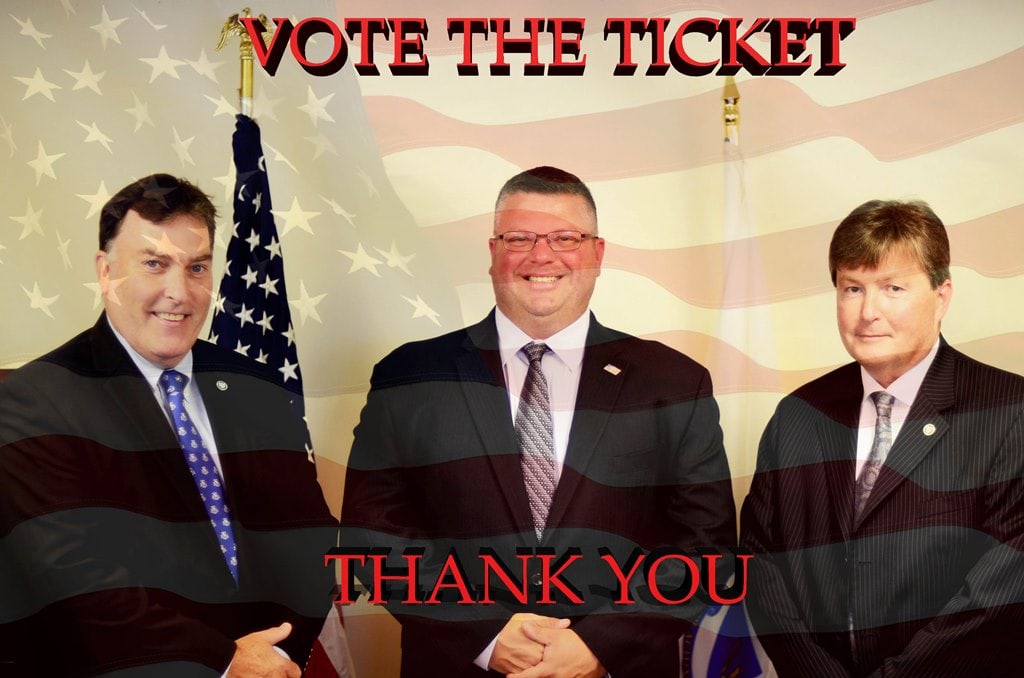 2016 MassCOP Officers: President Scott A. Hovsepian (center), First Vice-president John E. Nelson (right), Secretary/Treasurer Robert W. Murphy